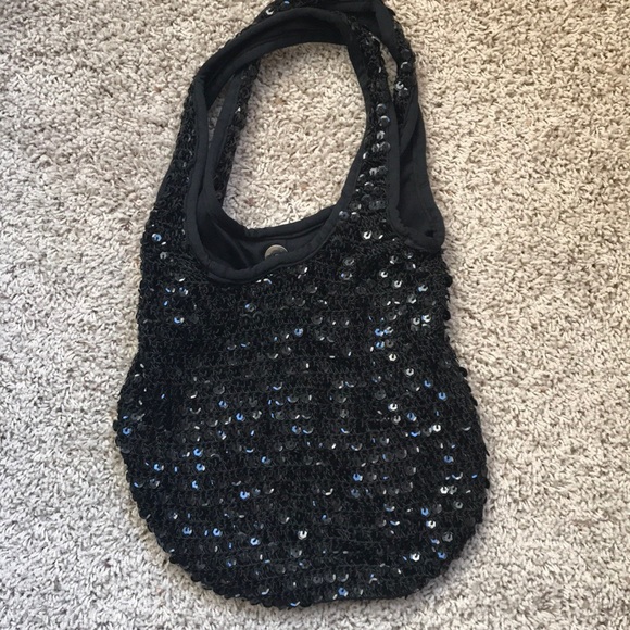 black sequin handbag
